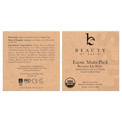 USDA Organic Lip Balm - USA Made with Natural Ingredients, 4 Pack Multi Flavor Lips Moisturizer, Moisturizing Lip Care, Beauty Gifts & Small Birthday Gifts, Moisturizer Chapstick Care for Dry Lips