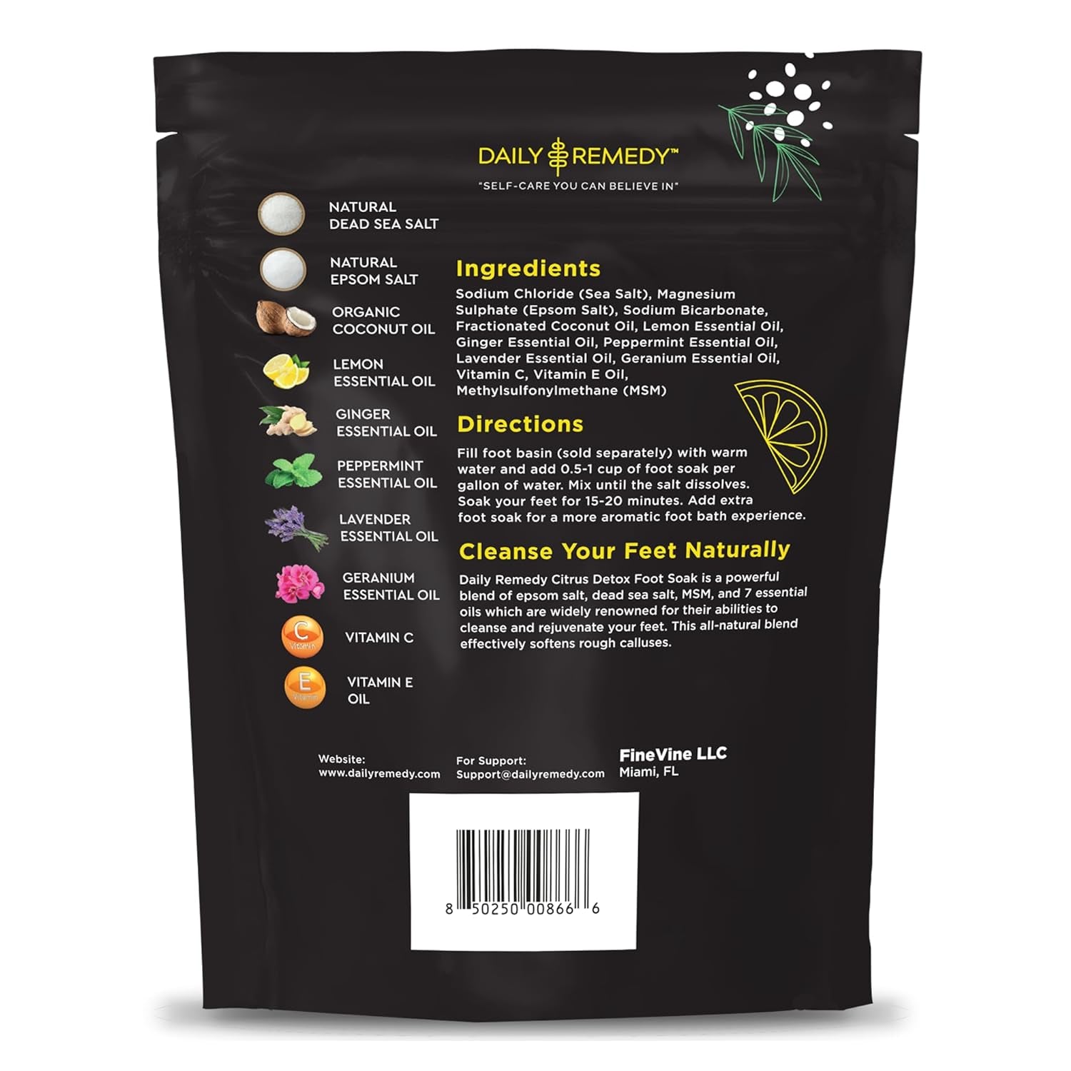 Citrus Detox Foot Soak with Epsom Salt - for Foot Callus, Immune Boost, Damaged Toenail, Athletes Foot, Pedicure and Soothes Tired Feet - Made in USA
