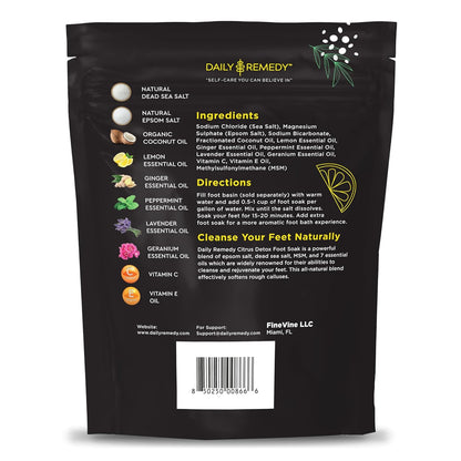 Citrus Detox Foot Soak with Epsom Salt - for Foot Callus, Immune Boost, Damaged Toenail, Athletes Foot, Pedicure and Soothes Tired Feet - Made in USA