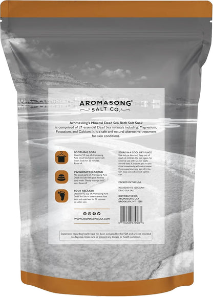 All-Natural 2.43 Lb Raw Dead Sea Salt, Fine Medium Grain, Resealable Bulk Pack, Better Absorption & Leaves Your Skin Softer than Epsom Salt (Packaging May Vary)