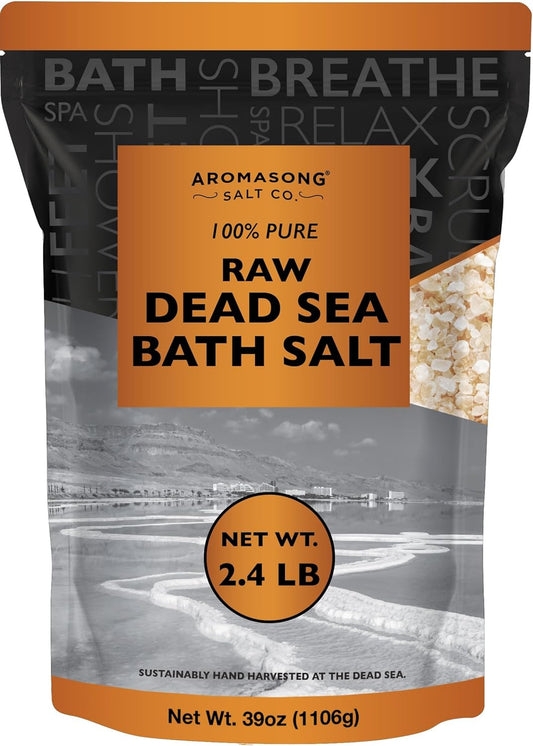 All-Natural 2.43 Lb Raw Dead Sea Salt, Fine Medium Grain, Resealable Bulk Pack, Better Absorption & Leaves Your Skin Softer than Epsom Salt (Packaging May Vary)